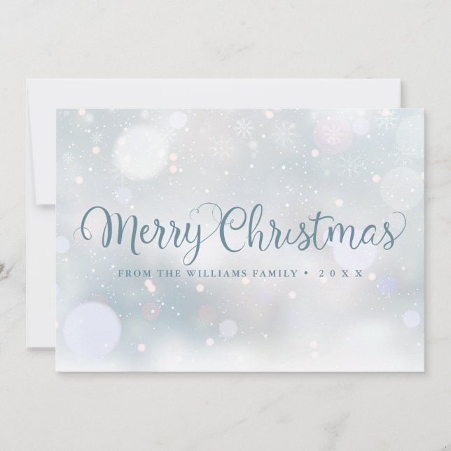 Tarjeta Festiva Invierno Snowflakes Script Merry Christmas (Anverso)