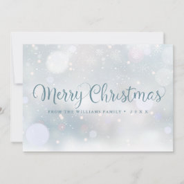 Tarjeta Festiva Invierno Snowflakes Script Merry Christmas