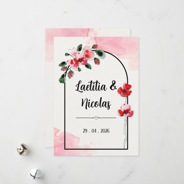 Tarjeta Festiva Invitation "Coquelicots" (Anverso/Reverso In Situ)