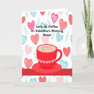 Tarjeta Festiva Invite a su hermana a tomar un café con El día de 