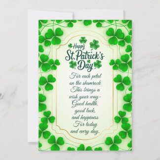 Tarjeta Festiva Irish blessings and shamrocks are symbols of luck