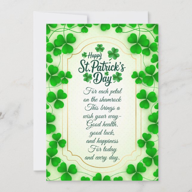 Tarjeta Festiva Irish blessings and shamrocks are symbols of luck (Anverso)