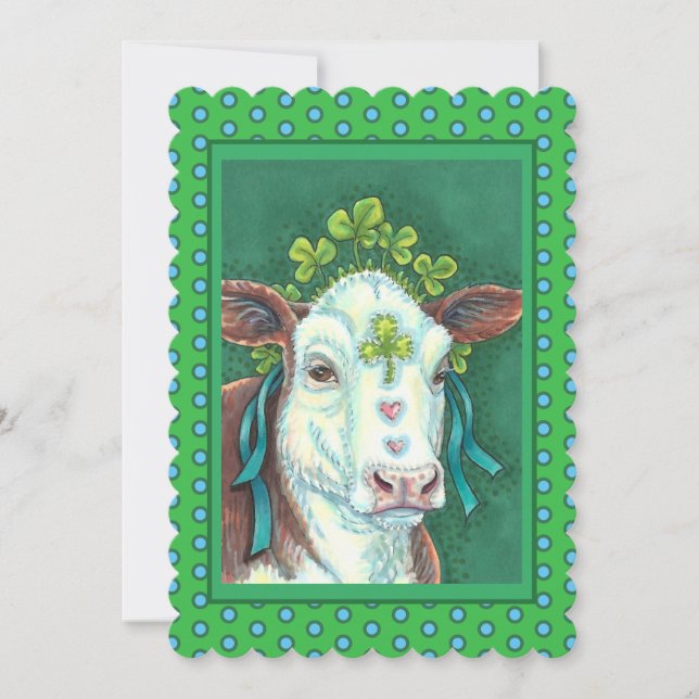TARJETA FESTIVA IRISH BRED ST. HEIFER DEL DÍA DE PATRICK, VACA DE  (Anverso)