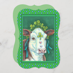 TARJETA FESTIVA IRISH BRED ST. HEIFER DEL DÍA DE PATRICK, VACA DE