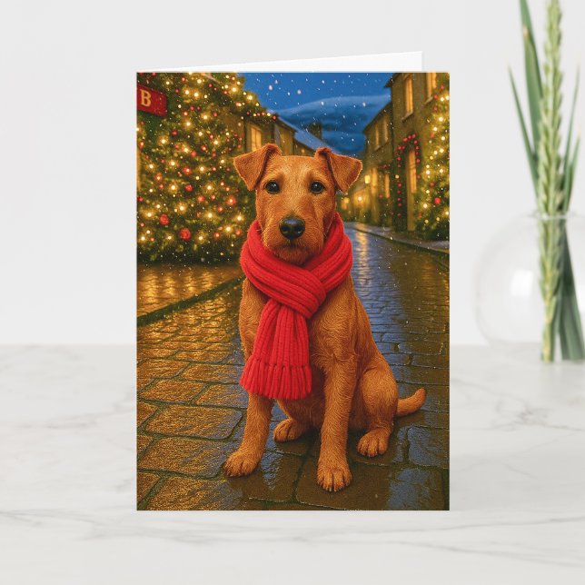 Tarjeta Festiva Irish Terrier Holiday Card (Anverso)