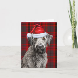 Tarjeta Festiva Irish Wolfhound Christmas Dog Red Plaid Christmas
