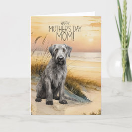 Tarjeta Festiva Irish Wolfhound Dog Sunset Beach Mother's Day