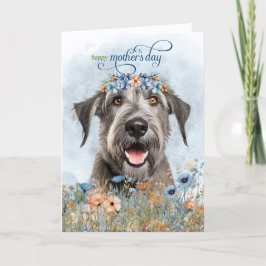 Tarjeta Festiva Irish Wolfhound Dog Wildflowers Mother's Day