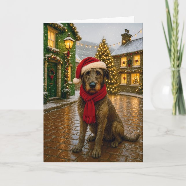 Tarjeta Festiva Irish Wolfhound Holiday Card (Anverso)