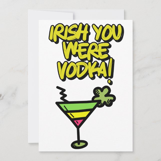Tarjeta Festiva IRLANDÉS Eras Vodka Divertido Día de San Patricio  (Anverso)