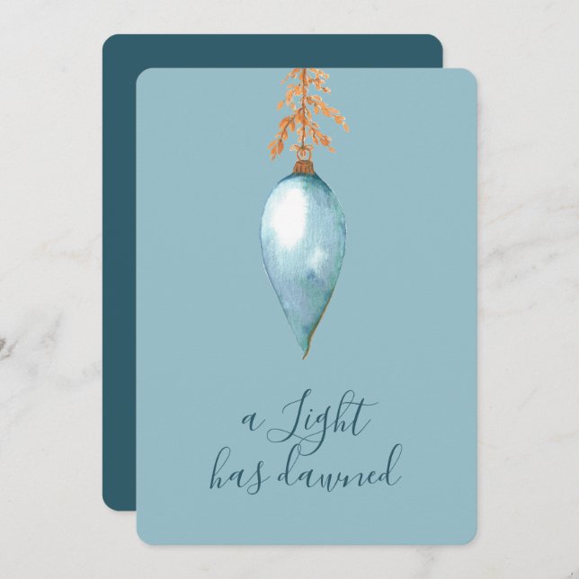 Tarjeta Festiva Isaiah 9:2 Elegantes Navidades de acuarela azul (Anverso / Reverso)