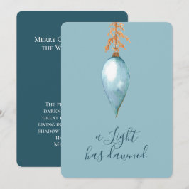 Tarjeta Festiva Isaiah 9:2 Elegantes Navidades de acuarela azul