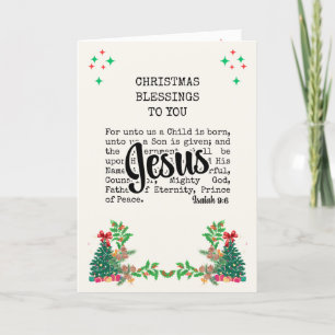 Tarjeta Festiva ISAIAH 9:6 Para Los Navidades Cristianos Jesús De 