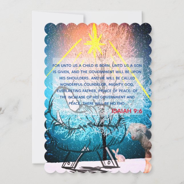 Tarjeta Festiva Isaiah 9:6 Para Nosotros Un Niño Nace Navidades (Anverso)