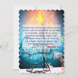 Tarjeta Festiva Isaiah 9:6 Para Nosotros Un Niño Nace Navidades