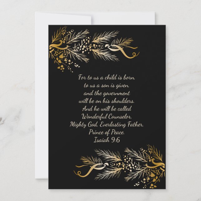 Tarjeta Festiva Isaías 9:6 Navidades únicos cristianos personaliza (Anverso)