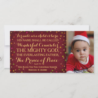 Tarjeta Festiva Isaías 9:6 Para Nosotros Nace Un Niño