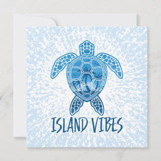 Tarjeta Festiva Isla Vibes Tropical Sunset Sea Tortuga Diseño
