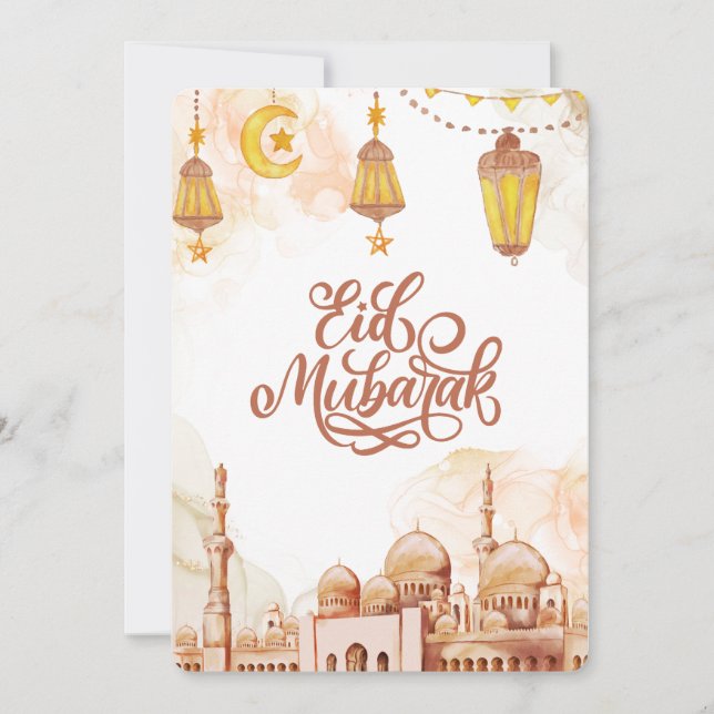 Tarjeta Festiva Islam Happy Eid Mubarak (Anverso)