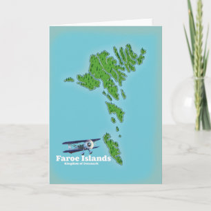 Tarjeta Festiva Islas Feroe Reino de Dinamarca mapa
