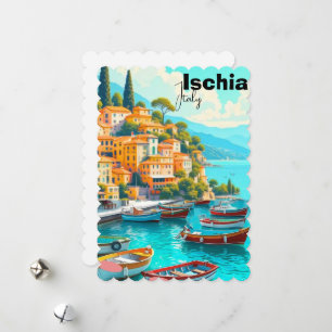Tarjeta Festiva Isquia Italia Impresión de Viaje Decoración de Par