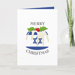 Tarjeta Festiva ISRAEL FLAG Pudding festivo Navidades