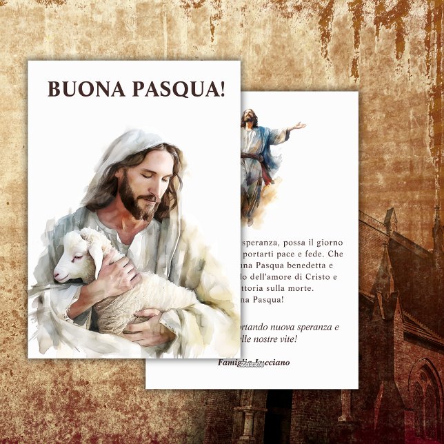 Tarjeta Festiva Italiana Pascua Católica Buona Pasqua Jesús (Subido por el creador)