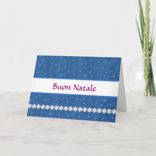 Tarjeta Festiva Italiano - Buon Natale Snowflakes Fondo AZUL