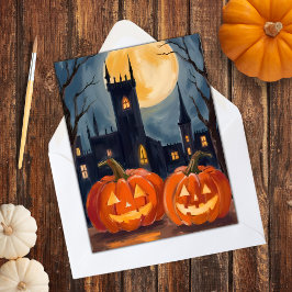 Tarjeta Festiva Jack-O-Lantern Fright | Halloween Spooky Pintado