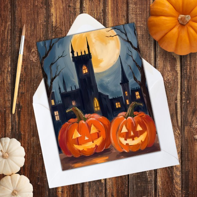 Tarjeta Festiva Jack-O-Lantern Fright | Halloween Spooky Pintado (Subido por el creador)
