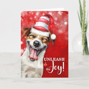 Tarjeta Festiva Jack Russell Dog desata a los Navidades de la aleg