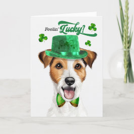 Tarjeta Festiva Jack Russell Dog Feelin' Lucky St Patrick's Day