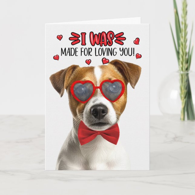 Tarjeta Festiva Jack Russell Dog Made for Loving You Valentine (Anverso)
