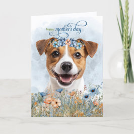 Tarjeta Festiva Jack Russell Dog Wildflowers Mother's Day