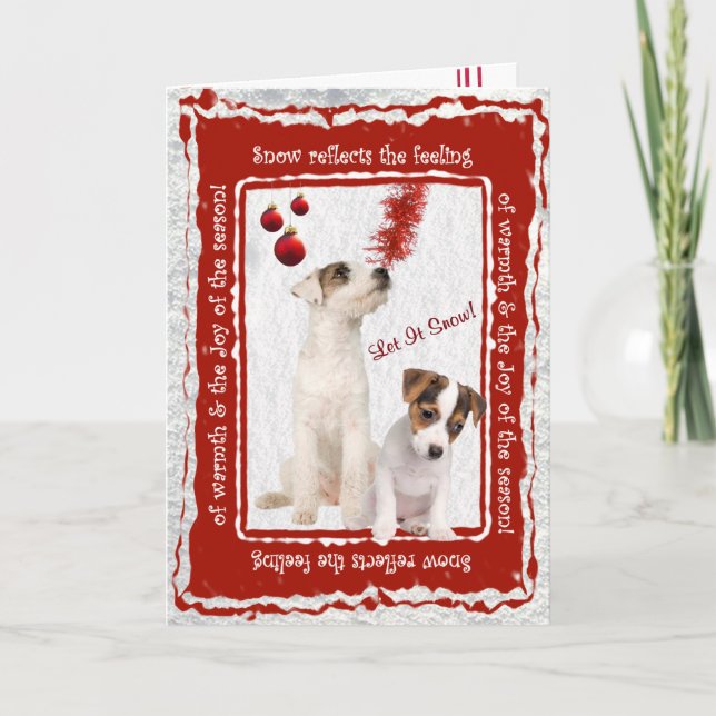 Tarjeta Festiva Jack Russell lo dejó nevar saludo - personalizable (Anverso)