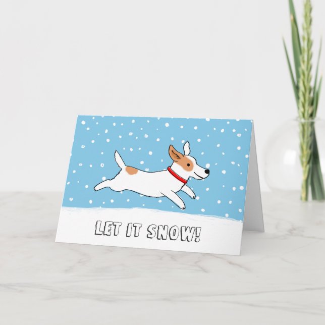 Tarjeta Festiva Jack Russell Terrier Deja que Nieva a los Navidade (Anverso)