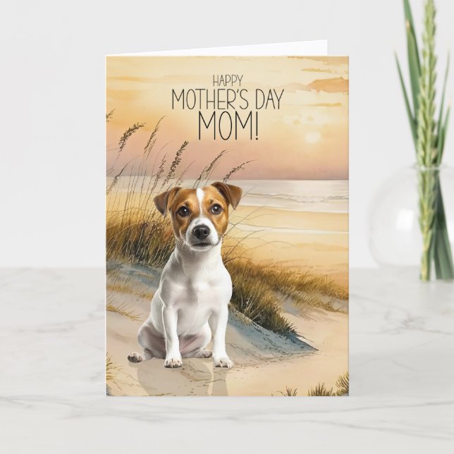 Tarjeta Festiva Jack Russell Terrier Dog Sunset Beach Mother's Day (Anverso)