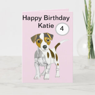 Tarjeta Festiva Jack Russell Terrier Edad de Chicas editables