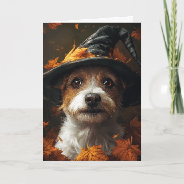 Tarjeta Festiva Jack Russell Terrier Halloween (Anverso)