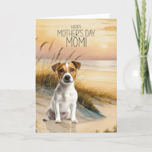 Tarjeta Festiva Jack Russell Terrier Perro Playa de la Puesta del