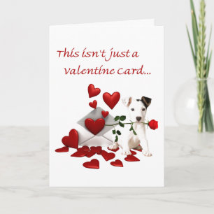 Tarjeta Festiva Jack Russell Terrier Rosa y Hearts Valentine