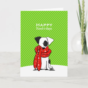 Tarjeta Festiva Jack Russell Terrier Scarf Green Modern Navidades