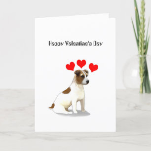 Tarjeta Festiva Jack Russell Terrier y Hearts Valentine