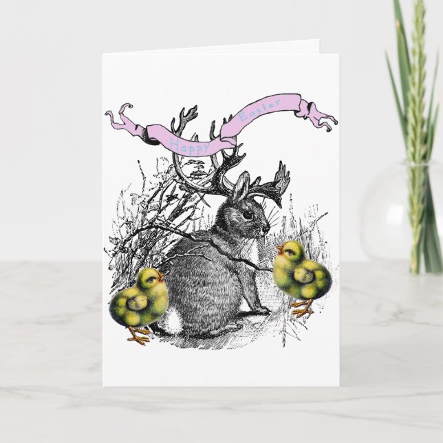Tarjeta Festiva Jackalope de Pascua (Anverso)