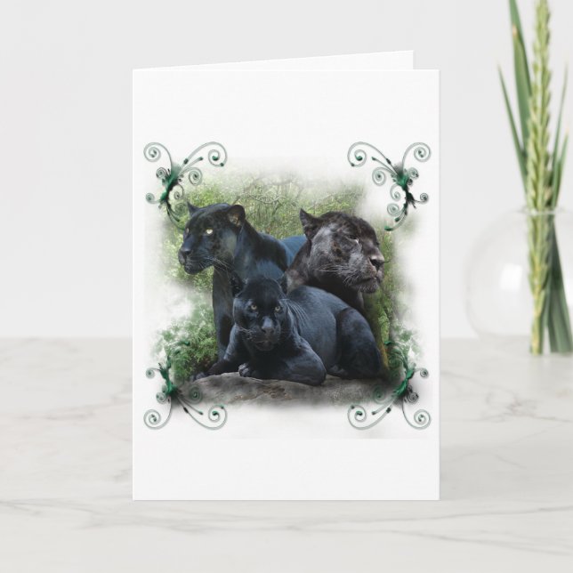 Tarjeta Festiva Jaguar negro (Anverso)