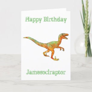 Tarjeta Festiva James ociraptor Divertido Velociraptor Arte de Din