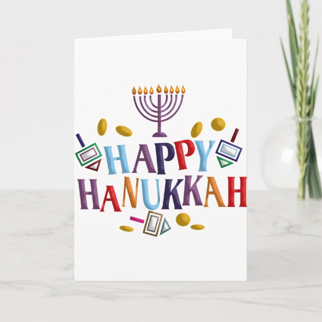 Tarjeta Festiva Jánuca feliz (Anverso)