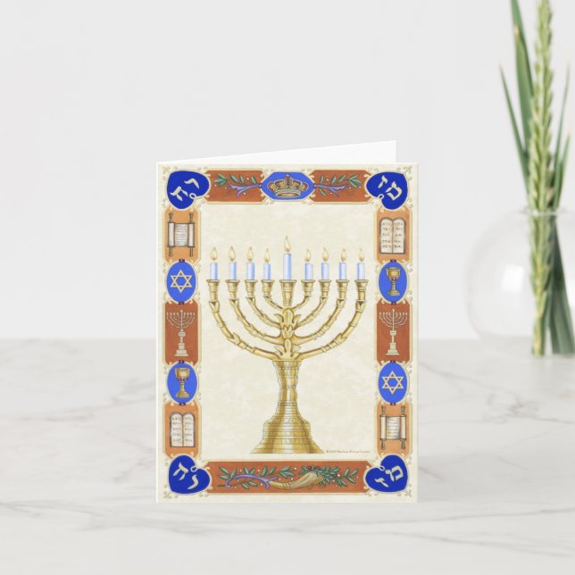 Tarjeta Festiva Jánuca Menorah Notecard (Anverso)