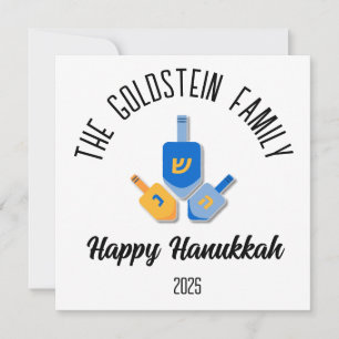 Tarjeta Festiva Janucá Nombre de Familia Personalizado Judío