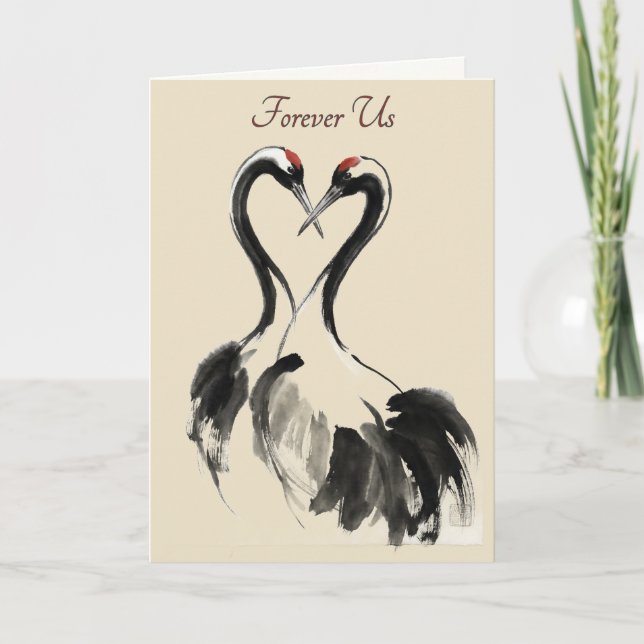 Tarjeta Festiva Japanese Crane Love Greeting Card (Anverso)
